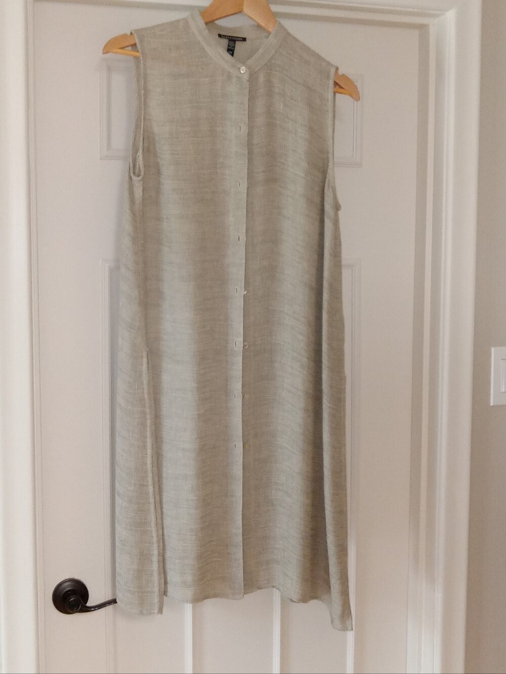 Eileen Fisher Organic Linen Long Sleeveless Tunic Vest – M